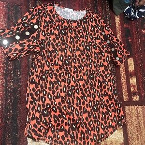 Bright and bold cheetah print shirt with gold buttons